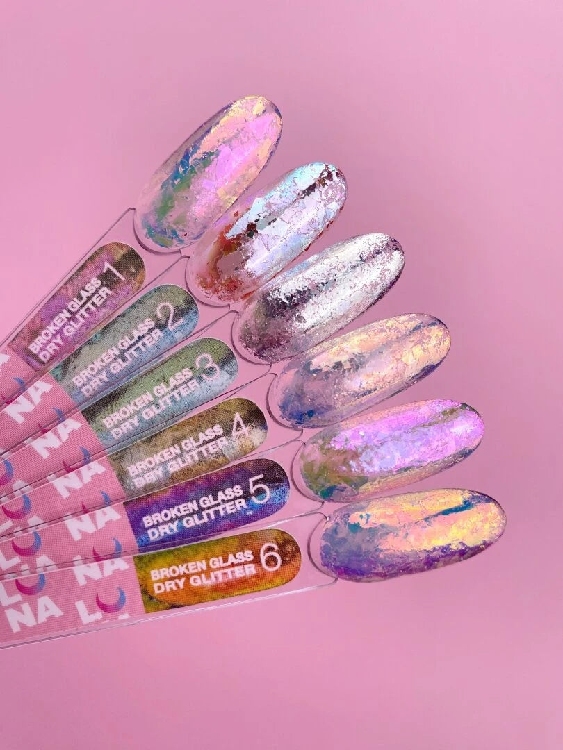 BROKEN GLASS DRY GLITTER SET effetto vetro rotto 6 pezzi 9