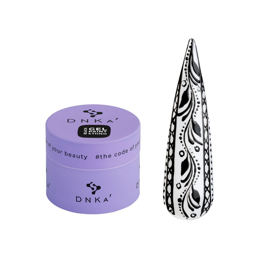Gel Paint Ethno DNKà Black 5 ml, gel decorativo nero iperpigmentato HEMA Free