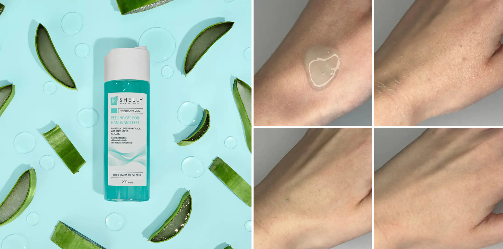 Shelly peeling per mani e piedi con aloe vera, estratto di menta